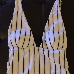 Striped one piece swimsuit